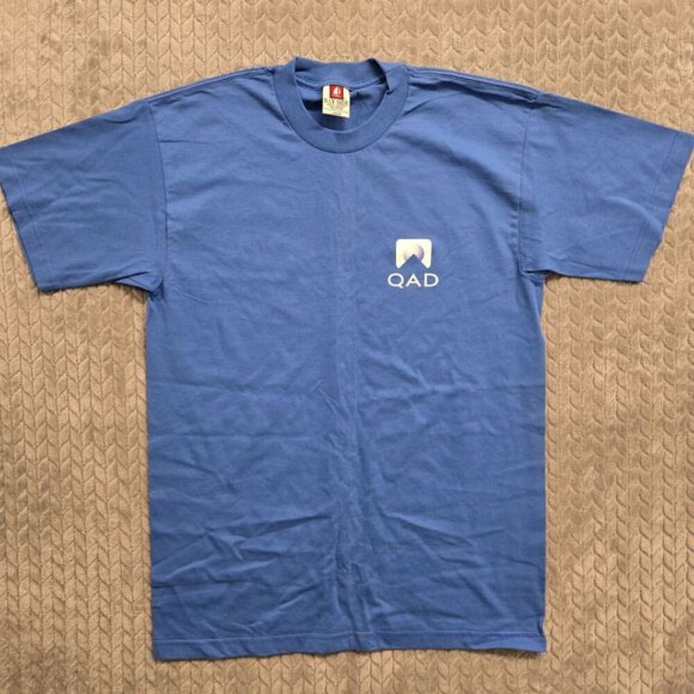 QAD Enterprise Resource Planning Software T Shirt Tee Men’s Large Blue Y2K Vtg